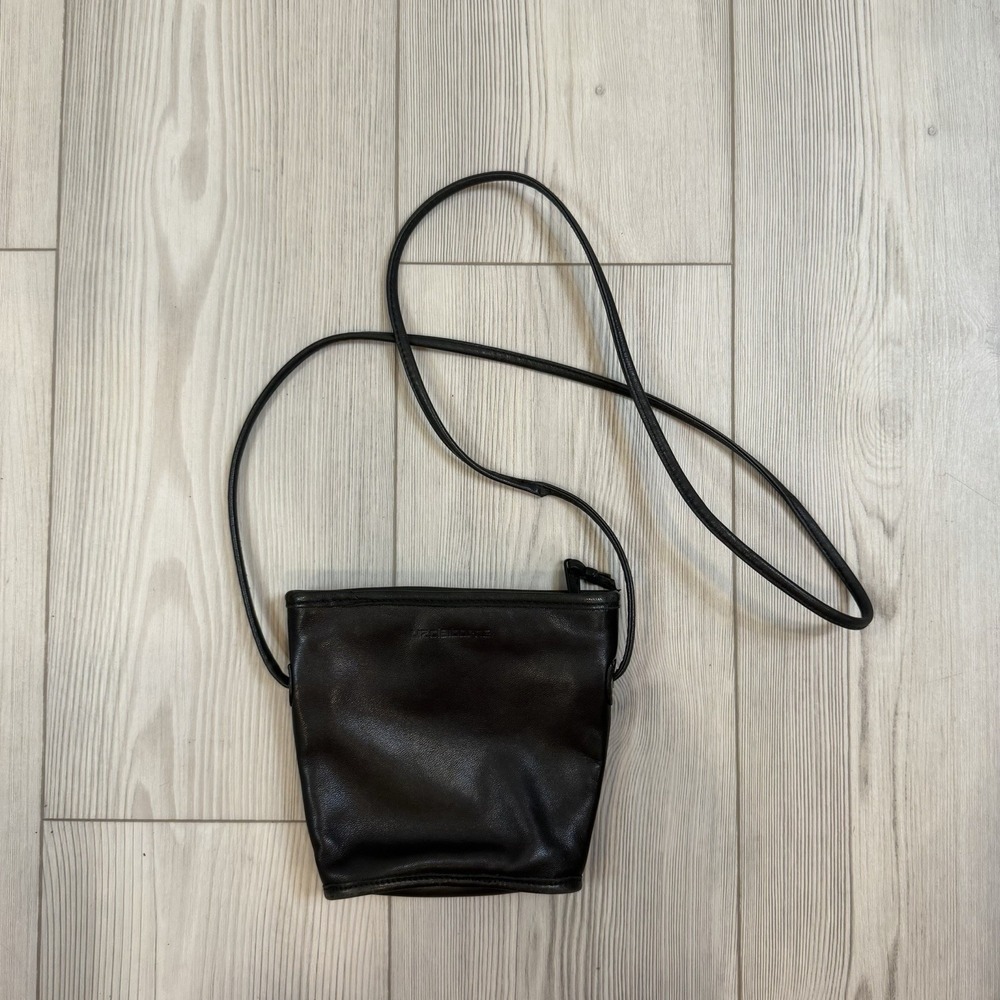 Vintage‎ Liz Claiborne Leather Black Crossbody Pouch Purse 90s Minimal Modern